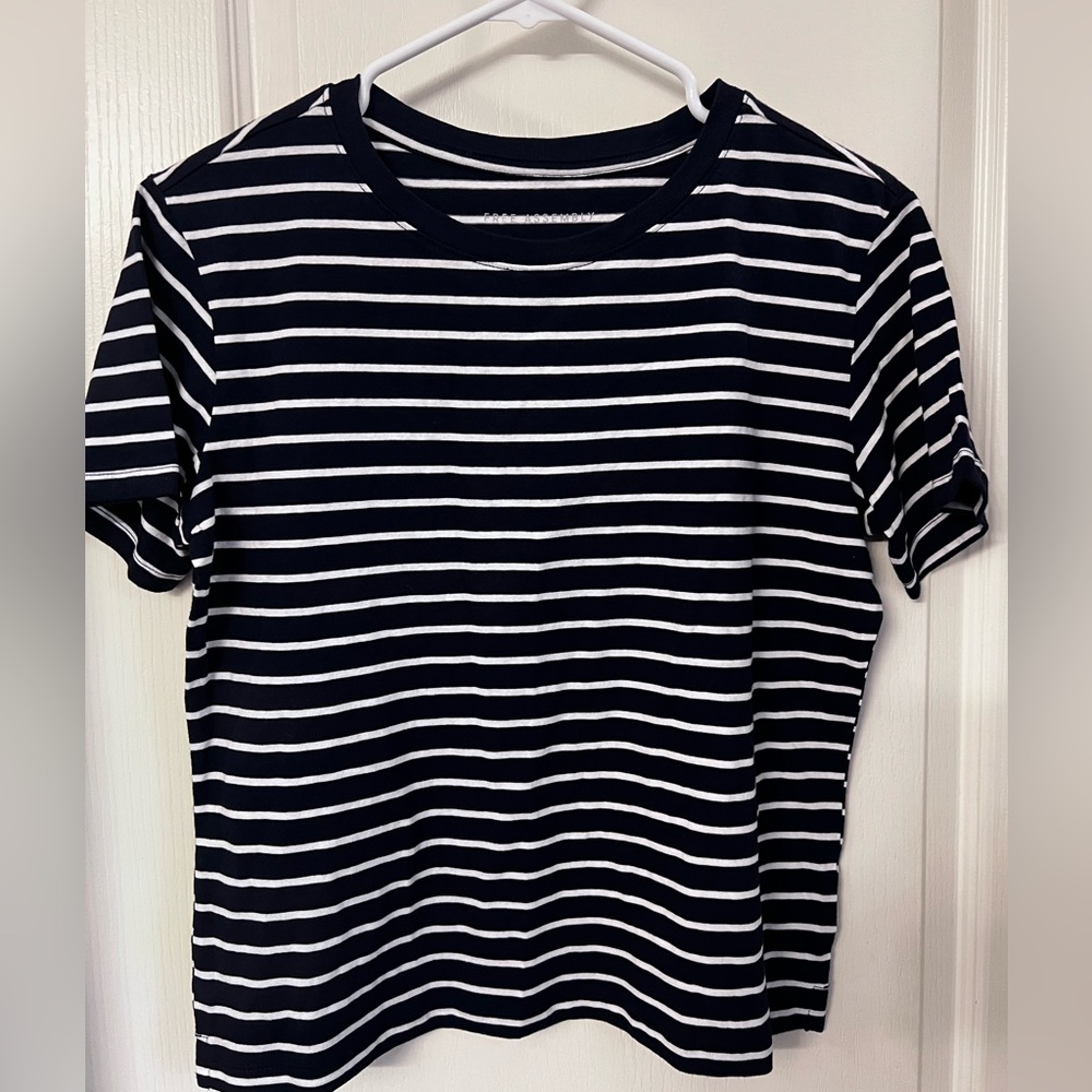Blue and white striped shirt